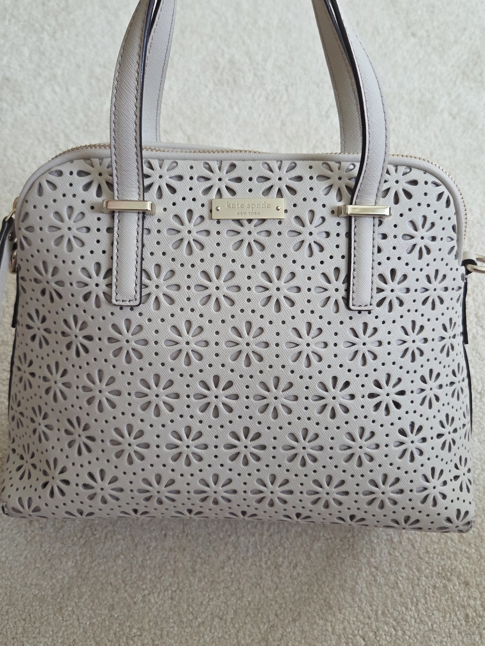 kate spade Perforated Flower Satchel/Crossbody Bag in Ivory
